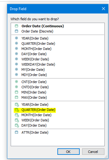 drop field menu